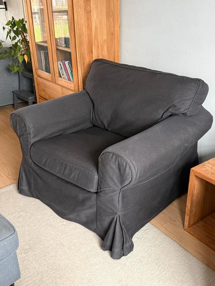 IKEA Ektorp Fauteuil Hoes - Idemo Zwart, Huis en Inrichting, Fauteuils, Gebruikt, Stof, 75 tot 100 cm, Ophalen of Verzenden