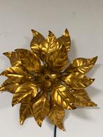 Grote wandlamp gouden bladeren jaren 70, Hollywood Regency, Ophalen of Verzenden, Zo goed als nieuw