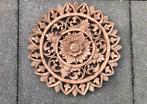 Nieuw rond houtsnijwerk mandala teak hout handgemaakt, Antiek en Kunst, Ophalen of Verzenden