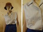 Vintage jaren 90 beige blouse applicaties maat 42 / 44 | 384, Beige, Maat 42/44 (L), Vintage, Zo goed als nieuw