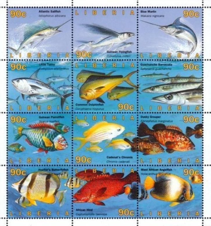 LIBERIA 113 - Dieren: vissen, Postzegels en Munten, Postzegels | Thematische zegels, Postfris, Dier of Natuur, Ophalen of Verzenden