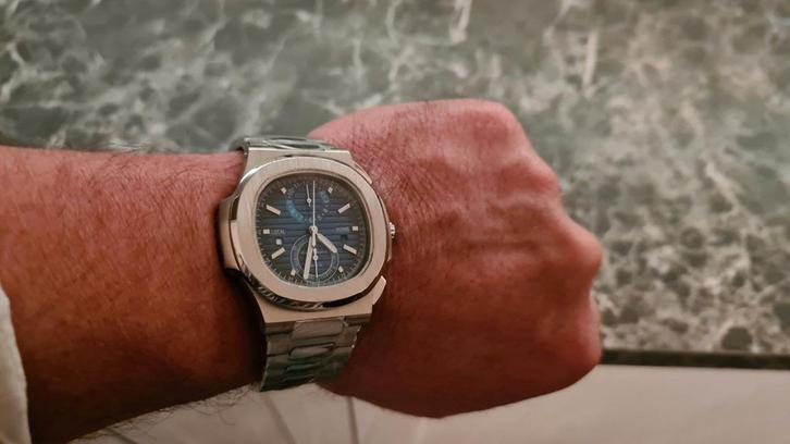 Nieuwe P.P. Nautilus Travel Time Chrongraph Dark Blue Dial, Sieraden, Tassen en Uiterlijk, Horloges | Heren, Nieuw, Polshorloge