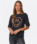 Ganni t-shirt zwart  Floral Smiley Organic Cotton Tee, Ophalen of Verzenden, Zo goed als nieuw, Zwart, Korte mouw