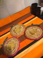 Set van 3 vintage pannenonderzetters, Huis en Inrichting, Ophalen of Verzenden, Gebruikt, Glas of Kopje