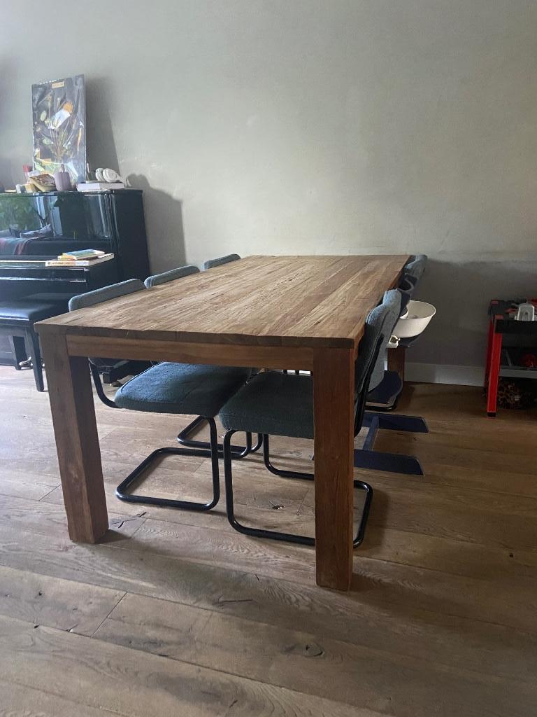 Eettafel/kantoortafel, Huis en Inrichting, Tafels | Eettafels, Ophalen, 100 tot 150 cm, Teakhout, 200 cm of meer