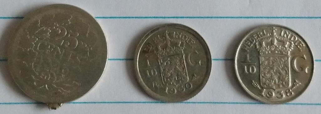 Nederland munten jaren 1926 1930 en 1938, volgnr 24, Postzegels en Munten, Munten | Nederland, Ophalen of Verzenden, Koningin Wilhelmina