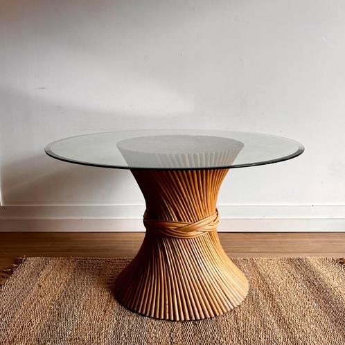 SALE ! Bamboe rotan eettafel McGuire Mid Century Vintage, Huis en Inrichting, Tafels | Eettafels, Zo goed als nieuw, 100 tot 150 cm