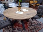 Nieuwe Ronde tafel, 150 cm. massief kikarhout, metalen poot, Nieuw, 100 tot 150 cm, 100 tot 150 cm, Rond