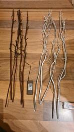 10 takken met led lampjes. Zilver en bruin., Diversen, Kerst, Ophalen of Verzenden, Gebruikt