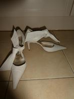 Pronovias VINTAGE trouw pumps 37 wit leer enkelstrik ZGAN, Verzenden, Wit, Zo goed als nieuw, Schoenen