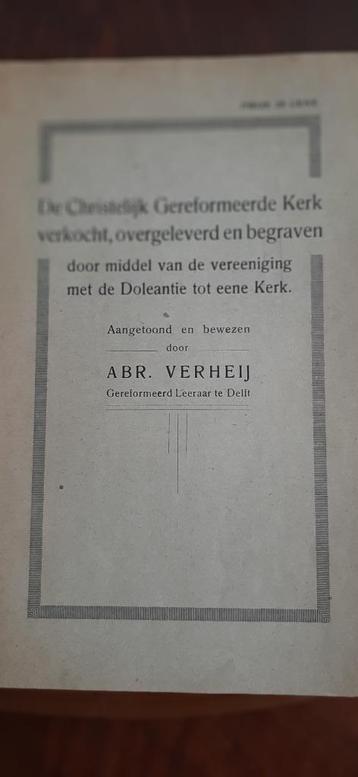De Chr.Ger.Kerk verkocht,overgeleverd en begr.., Abr.Verheij beschikbaar voor biedingen