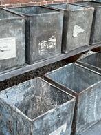 Brocante oude zinken fabrieks bakken / bak zink vierkant, Antiek en Kunst, Ophalen of Verzenden