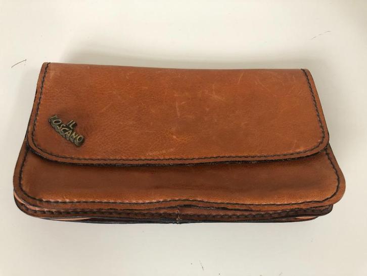A901 Retro leren handtas avondtas Il Toscano, Sieraden, Tassen en Uiterlijk, Tassen | Damestassen, Gebruikt, Handtas, Bruin, Ophalen of Verzenden