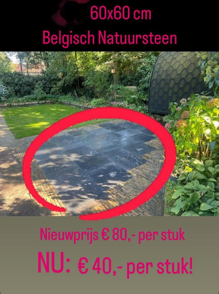 Belgisch natuursteen tegel 60x60 cm, Doe-het-zelf en Verbouw, Tegels, Nieuw, Vloertegels, Hardsteen, 40 tot 60 cm, 40 tot 60 cm