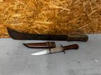 Twee antieke messen: oude machete + Indian jachtmes, Antiek en Kunst, Ophalen of Verzenden