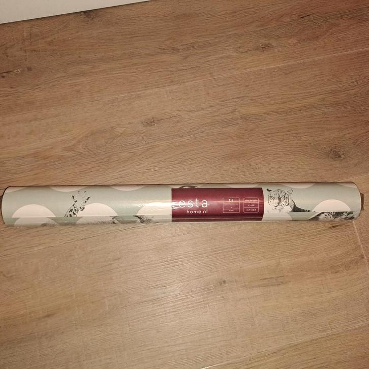 Behangrol: Giraffe, Leeuw, Gorilla, Tijger - Mintgroen, Huis en Inrichting, Stoffering | Behang, minder dan 10 m², Ophalen of Verzenden