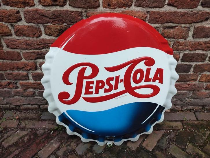 Vintage Pepsi-Cola Emaille Bord - Jaren 50, Verzamelen, Merken en Reclamevoorwerpen, Gebruikt, Reclamebord, Ophalen of Verzenden