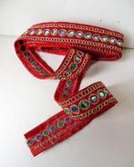 Biaisband rood met spiegeltjes uit India 300x4 cm, Nieuw, Lint, Band of Elastiek, Ophalen