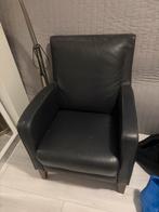 Zwarte leren fauteuil, Ophalen of Verzenden, Zo goed als nieuw