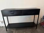 Zwarte Metalen Sidetable met 2 Lades, Huis en Inrichting, Tafels | Sidetables, Ophalen, 100 tot 150 cm, Zo goed als nieuw, Metaal