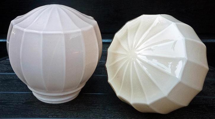 2x Antieke Jugendstil Lamp Bollamp Plafondlamp - Zie Omschr, Huis en Inrichting, Lampen | Plafondlampen, Zo goed als nieuw, Glas
