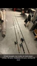 3 Complete Vishengels met Molen, Draad, Lood & Dobber, Watersport en Boten, Ophalen of Verzenden, Zo goed als nieuw, Complete set