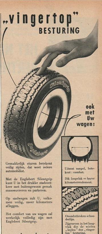 retro reclame 1957 Silentgrip Englebert autobanden vingertop beschikbaar voor biedingen