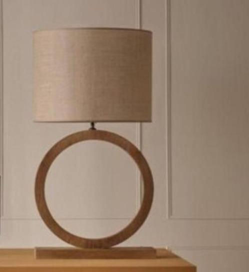 Luxe Designer Lampenvoet Bruin Ringlamp Mangohout 52x13x63, Huis en Inrichting, Lampen | Tafellampen, Nieuw, 50 tot 75 cm, Hout