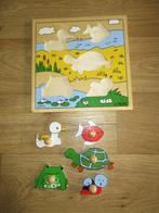 ROLF houten noppen puzzel., Gebruikt, Ophalen of Verzenden, Van hout, Minder dan 10 stukjes