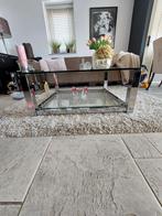 Glazen salontafel met chrome poten, Ophalen, 50 tot 100 cm, Vierkant, 50 tot 100 cm