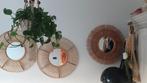 3 Bamboe Riet Spiegels - Nieuwstaat, Huis en Inrichting, Woonaccessoires | Spiegels, Minder dan 50 cm, Ophalen of Verzenden, Zo goed als nieuw