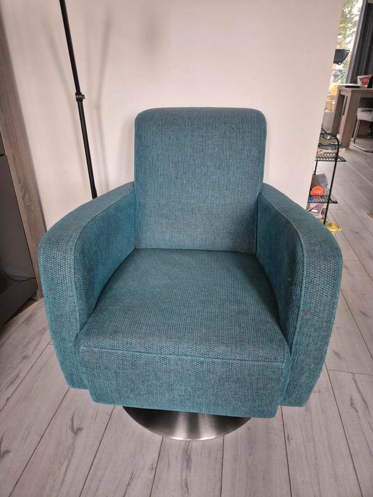 Groene Draai Fauteuil - Zo goed als nieuw!, Huis en Inrichting, Fauteuils, Zo goed als nieuw, Metaal, Stof, 50 tot 75 cm, Minder dan 75 cm