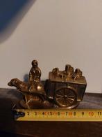 Koperen beeldje: Hond met hondenkar, Antiek en Kunst, Ophalen of Verzenden