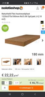 Houtvezel dak isolatie 180mm Rd5.0, 4m2, Doe-het-zelf en Verbouw, Isolatie en Afdichting, Overige materialen, 12 cm of meer, Nieuw
