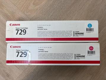 2 stuks toners Canon 729 Cyan en Magenta voor de LBP7010C  beschikbaar voor biedingen