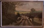 Schilderij met schapen en herder, Antiek en Kunst, Ophalen of Verzenden