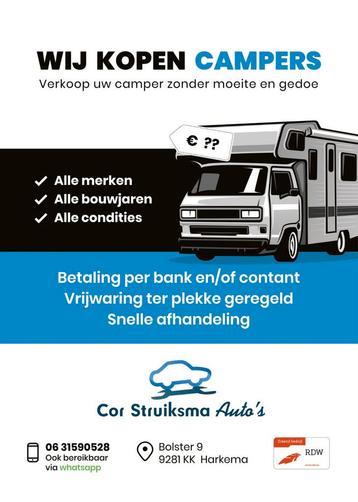 GEZOCHT CAMPERS tot 10.000 euro ook met gebreken beschikbaar voor biedingen