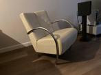 Italiaans lederen design fauteuiltje, Huis en Inrichting, Fauteuils, Ophalen, Gebruikt, Design, 75 tot 100 cm