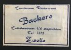 Lunchroom Backers  te Zwolle  (overijssel), Ophalen of Verzenden