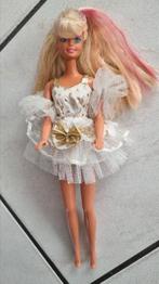 Mooie vintage barbie met glitter haar en roze/oranje mattel., Ophalen of Verzenden, Gebruikt