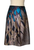 Summum zijde-mix rokje, rok, taupe/blauw, Mt. S, Summum, Verzenden, Zo goed als nieuw, Knielengte