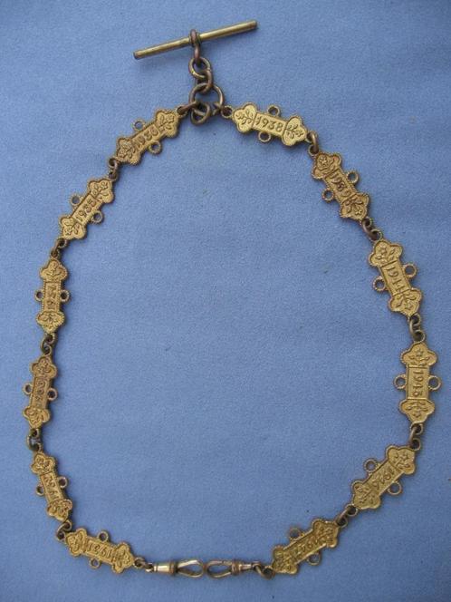 Koperen vergulde gedateerde ere ketting - 1931 tot 1947, Antiek en Kunst, Antiek | Koper en Brons, Koper, Ophalen of Verzenden