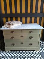 Antieke ladenkast, dressoir met marmeren blad., Ophalen, Gebruikt, 50 tot 75 cm, 100 tot 150 cm