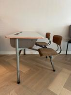 Origineel vintage schoolbankje, authentiek, Ophalen, Gebruikt, Bureau
