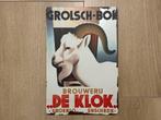 Reclamebord Grolsch Bok Bier 20x30, Ophalen of Verzenden, Zo goed als nieuw, Reclamebord