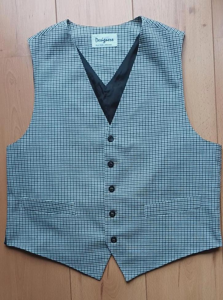 Gilet mt 52 ruitje. Mankeert niks aan. Carnaval?, Kleding | Heren, Carnavalskleding en Feestkleding, Zo goed als nieuw, Maat 52/54 (L)