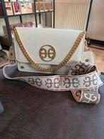 Witte leren tas met gouden accenten, Ophalen of Verzenden, Zo goed als nieuw, Wit, Handtas