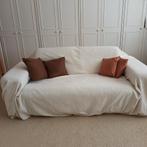 Oud bruin leren bankje met grand foulard, Ophalen, Gebruikt, 150 tot 200 cm, Vintage