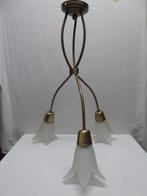 Plafondlamp | drie elegante lampjes met golfkap | brons, Huis en Inrichting, Lampen | Plafondlampen, Ophalen, Zo goed als nieuw