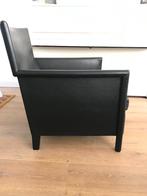 Vintage Studio Molteni fauteuil stoel zwart leer design, Minder dan 75 cm, Leer, Zo goed als nieuw, 50 tot 75 cm
